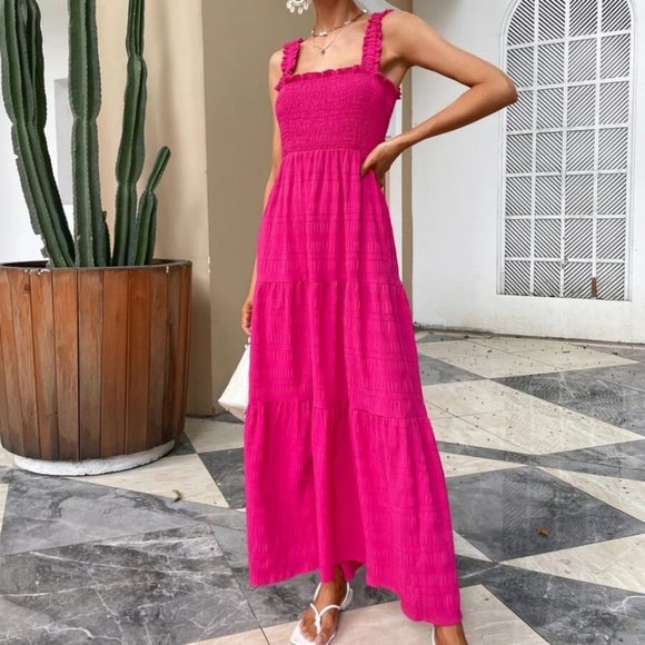 Pink Ruffle Hem Maxi Dress - Picture 4 of 6